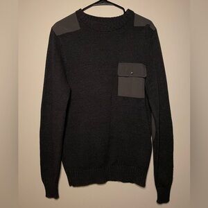 Men's Dark Grey Sweater with Pocket Detail